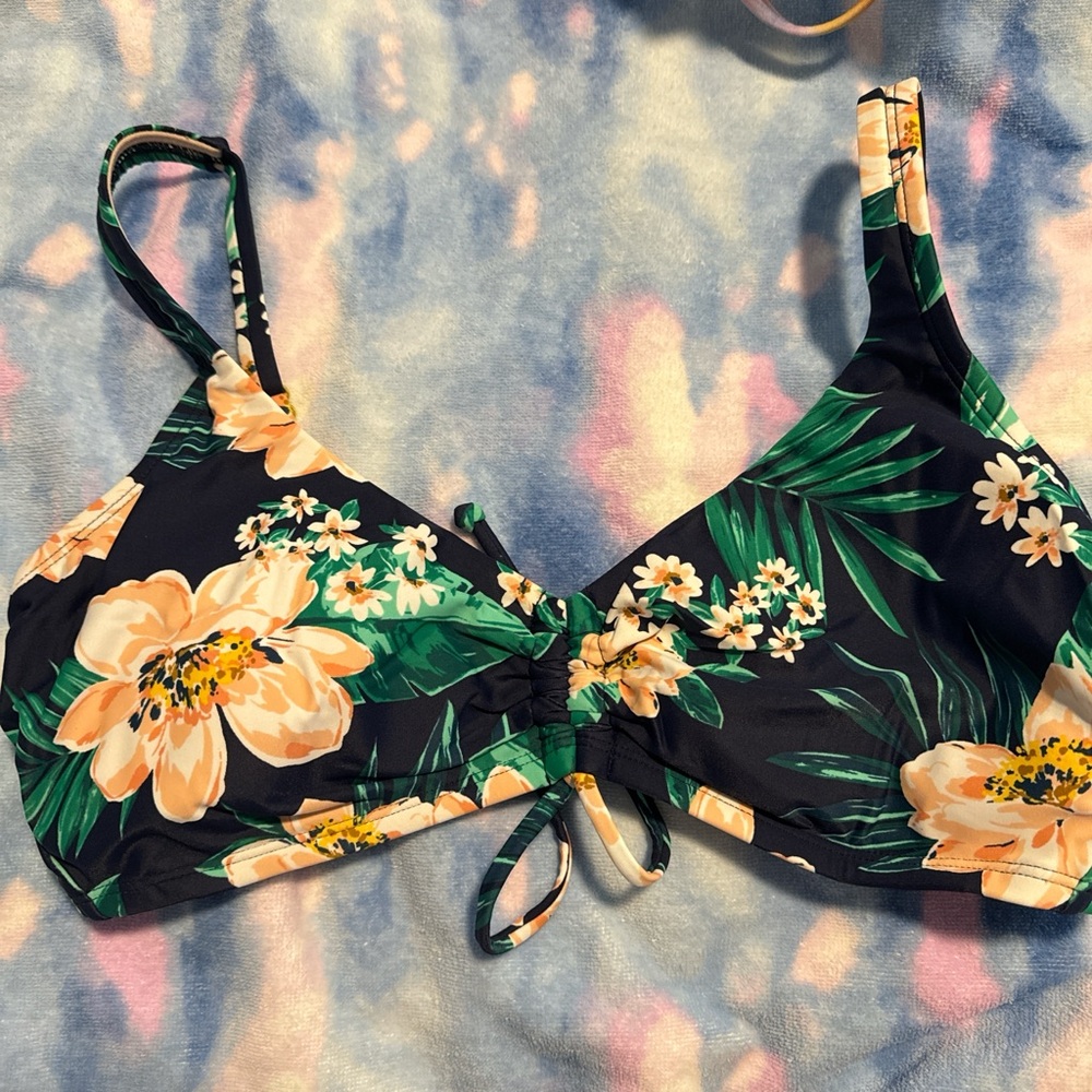 Floral Bikini Top with Tie Front